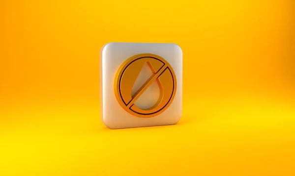 Gold Voda Kapka Zakázané Ikony Izolované Žlutém Pozadí Žádné Stopy — Stock fotografie