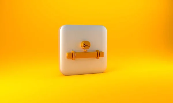 Indústria Ouro Tubo Metálico Ícone Manômetro Isolado Fundo Amarelo Botão — Fotografia de Stock