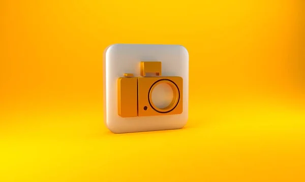 카메라 아이콘은 노란색 배경에 분리되어 Foto 카메라 아이콘 렌더링 일러스트 — 스톡 사진
