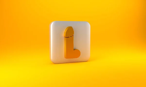 Gold Dildo Vibrator Sex Games Icon Isolated Yellow Background Sex — Stockfoto