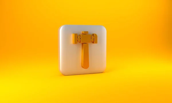 Gold Hammer Symbol Isoliert Auf Gelbem Hintergrund Werkzeug Zur Reparatur — Stockfoto