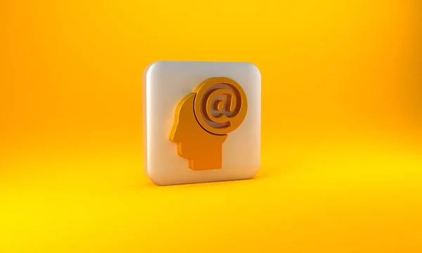 Złota Poczta Ikona Mail Izolowane Żółtym Tle Mail Symbolem Koperty — Zdjęcie stockowe