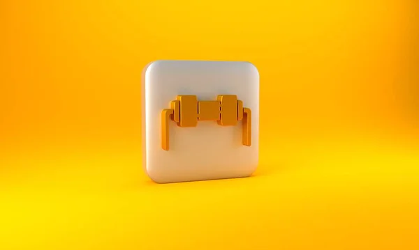 Ícone Eletricidade Gold Resistor Isolado Fundo Amarelo Botão Quadrado Prata — Fotografia de Stock