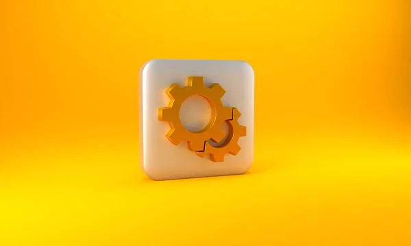 Gold Gear Εικονίδιο Απομονώνονται Κίτρινο Φόντο Πινακίδα Ρυθμίσεων Γρανάζι Σύμβολο — Φωτογραφία Αρχείου