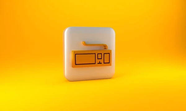 Χρυσό Εικονίδιο Πληκτρολογίου Υπολογιστή Απομονωμένο Κίτρινο Φόντο Σήμα Component Ασημένιο — Φωτογραφία Αρχείου