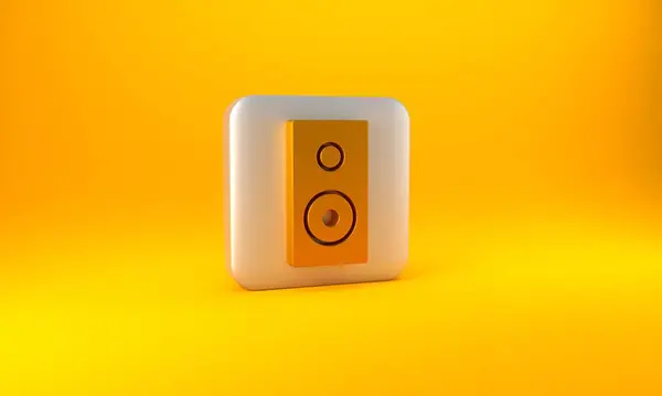 Guld Stereo Högtalare Ikon Isolerad Gul Bakgrund Högtalare För Ljudsystem — Stockfoto