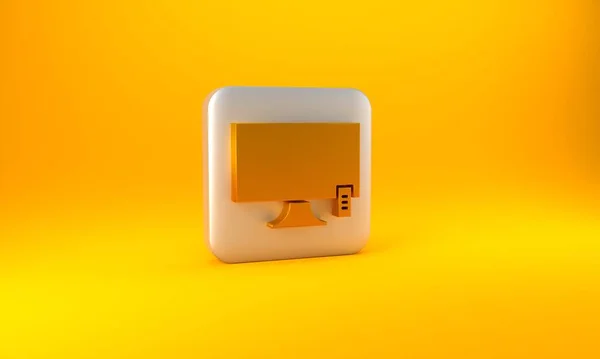 Icona Gold Smart Isolata Sfondo Giallo Segnale Televisivo Pulsante Quadrato — Foto Stock
