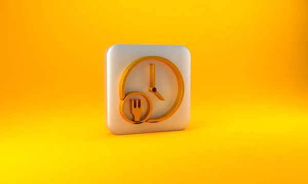 Sarı Arka Planda Izole Edilmiş Altın Saat Teslim Ikonu Gümüş — Stok fotoğraf