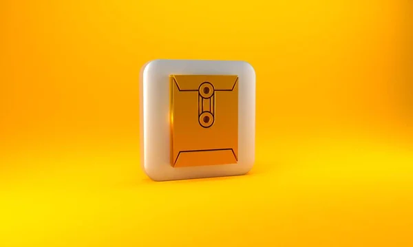 Icono Sobre Dorado Aislado Sobre Fondo Amarillo Mensaje Correo Electrónico — Foto de Stock
