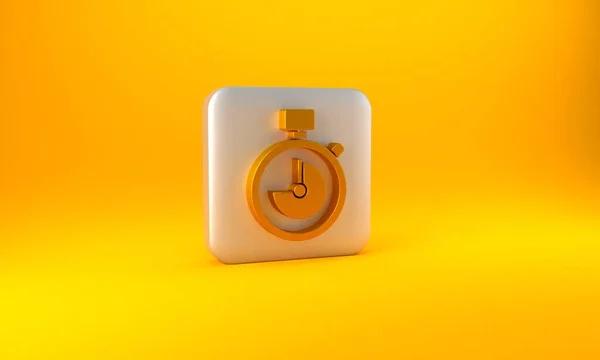 Icono Cronómetro Dorado Aislado Sobre Fondo Amarillo Signo Del Temporizador —  Fotos de Stock