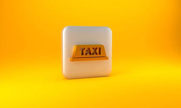 Gold Taxi Icona Del Tetto Auto Isolato Sfondo Giallo Pulsante — Foto Stock