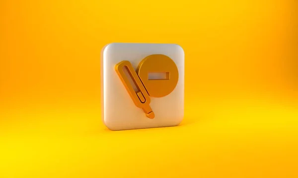 노란색 배경에 아이콘에 온도계 렌더링 일러스트 — 스톡 사진