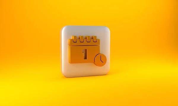 Calendário Ouro Com Primeiro Ícone Data Setembro Isolado Fundo Amarelo — Fotografia de Stock