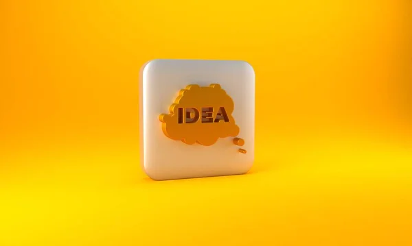 Złoty Pomysł Ikona Bańki Mowy Odizolowana Żółtym Tle Pomysł Bańką — Zdjęcie stockowe