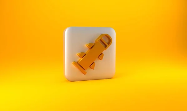 Gold Rocket Symbol Isoliert Auf Gelbem Hintergrund Silberner Quadratischer Knopf — Stockfoto