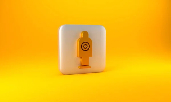 Gold Human Target Sport Shooting Icon Isolated Yellow Background Clean — Stock Photo, Image