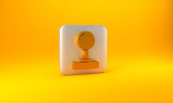 Gold Joystick Für Arcade Maschine Symbol Isoliert Auf Gelbem Hintergrund — Stockfoto