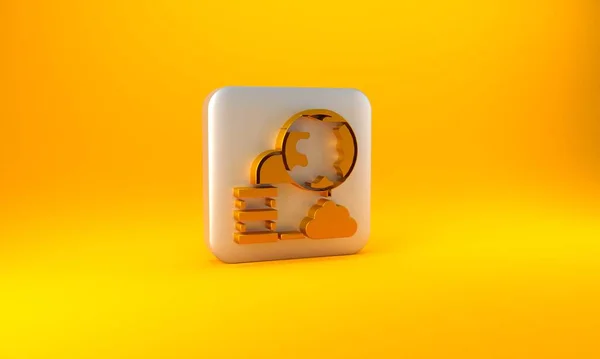 Ikona Połączenia Chmurze Gold Network Żółtym Tle Technologia Społeczna Koncepcja — Zdjęcie stockowe