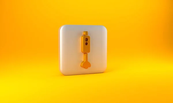 Gold Blender Pictogram Geïsoleerd Gele Achtergrond Keuken Elektrische Vaste Blender — Stockfoto