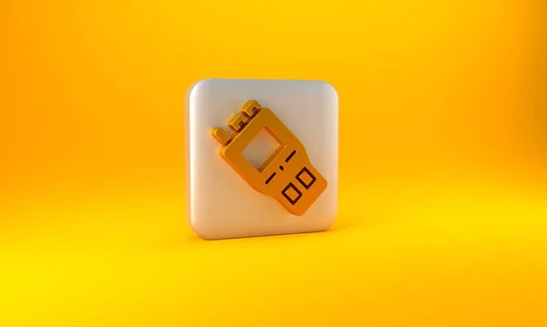 Gold Walkie Talkie Icon Isolated Yellow Background Portable Radio Transmitter — Stock Photo, Image