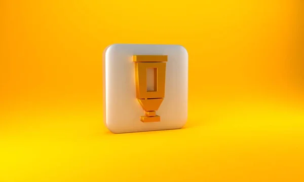 Oro Crema Lozione Icona Tubo Cosmetico Isolato Sfondo Giallo Prodotti — Foto Stock