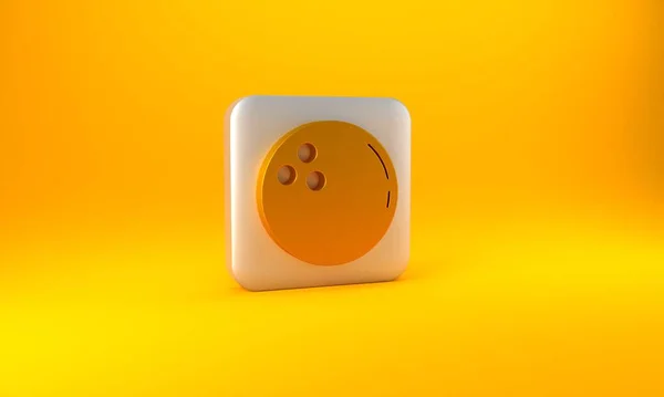 Ikon Bola Emas Bowling Terisolasi Pada Latar Belakang Kuning Peralatan — Stok Foto