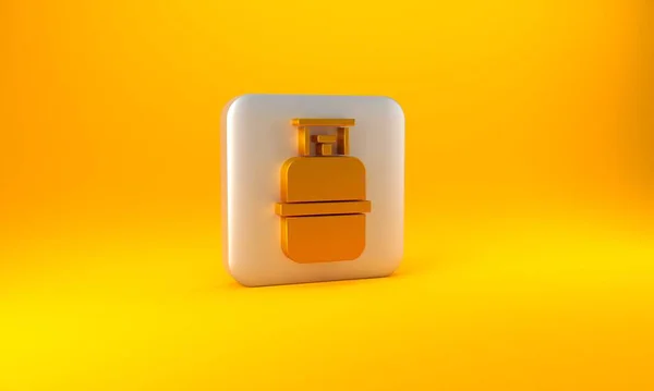 Gold Propangasbehälter Symbol Isoliert Auf Gelbem Hintergrund Brennbarer Gastank Silberner — Stockfoto