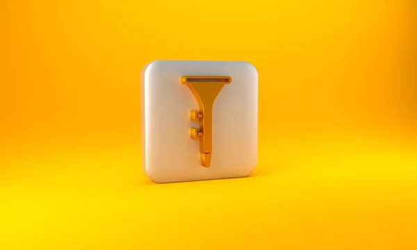 Złoty Instrument Muzyczny Bęben Pałeczki Perkusyjne Ikona Izolowane Żółtym Tle — Zdjęcie stockowe