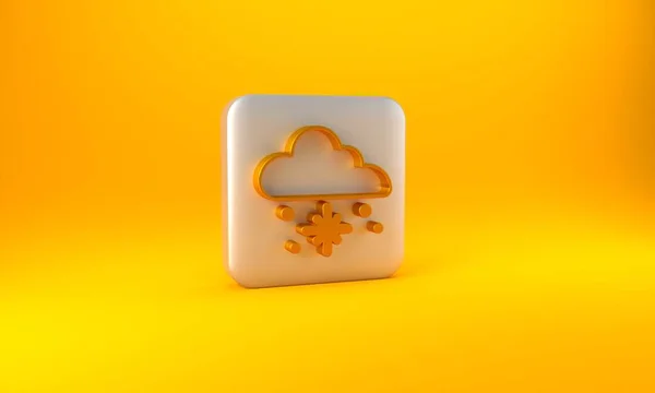 Nube Dorada Con Icono Nieve Aislado Sobre Fondo Amarillo Nube — Foto de Stock