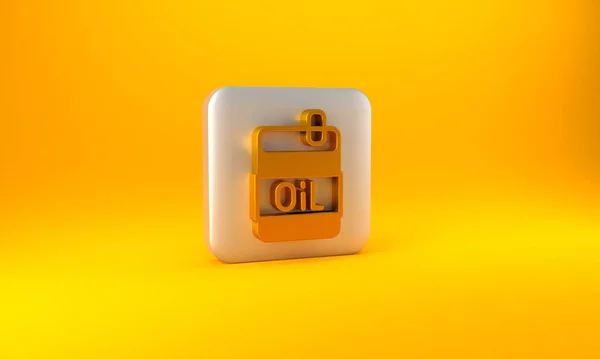 Золота Пляшка Ікони Оливкової Олії Ізольована Жовтому Тлі Жонг Іконою — стокове фото