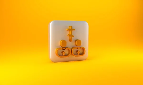 Gold Priest Icon Isolated Yellow Background Silver Square Button Render — Stock Photo, Image