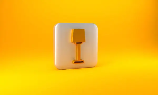 Gold Table Lampa Ikon Isolerad Gul Bakgrund Silverfyrkantig Knapp Render — Stockfoto