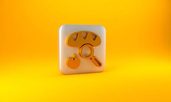 Goldsuche Nach Nahrungsmittelsymbol Isoliert Auf Gelbem Hintergrund Konzept Für Obdachlosigkeit — Stockfoto