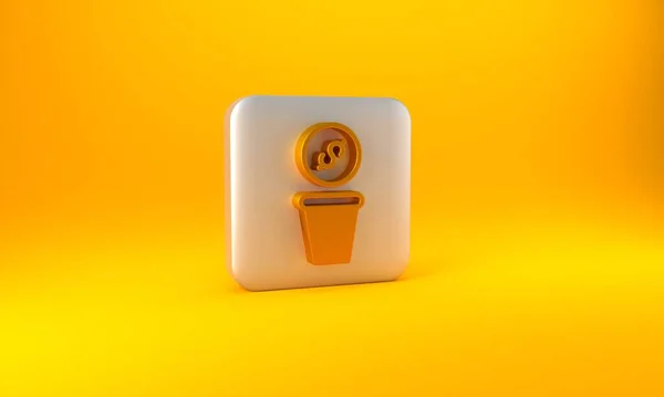 金の寄付金のアイコンは黄色の背景に隔離されました 寄付のシンボルとしてお金を与える手 寄付のお金と慈善の概念 銀四角形のボタン 3Dレンダリング図 — ストック写真