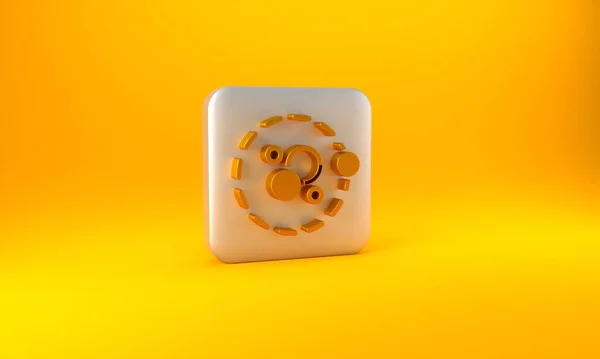 Иконка Gold Atom Выделена Желтом Фоне Символ Науки Образования Ядерной — стоковое фото