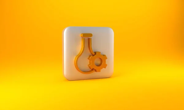 Gold Test Tube Flask Chemical Laboratory Test Icon Isolado Fundo — Fotografia de Stock