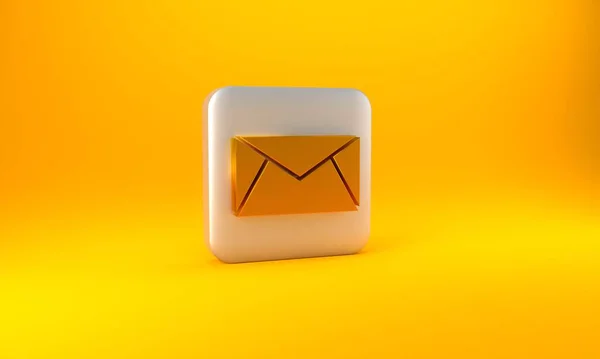 Gold Mail Mail Icoon Geïsoleerd Gele Achtergrond Envelop Symbool Mail — Stockfoto