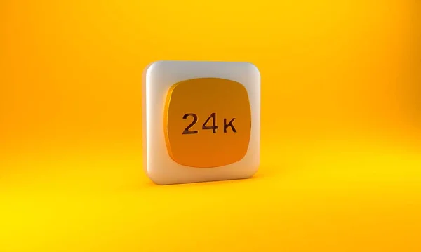 金条24K图标孤立在黄色背景 银行业务概念 银方按钮 3D渲染说明 — 图库照片