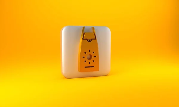 Crema Protectora Solar Dorada Tubo Icono Aislado Sobre Fondo Amarillo — Foto de Stock