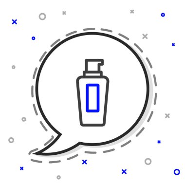 Beyaz arka planda izole edilmiş bir şampuan ikonu çizgisi. Renkli taslak konsepti. Vektör.