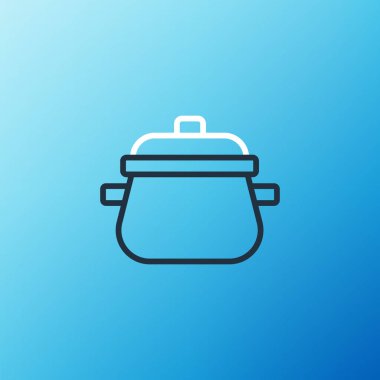 Hat Pişirme ikonu mavi arkaplanda izole edildi. Haşlama ya da güveç besin sembolü. Renkli taslak konsepti. Vektör.