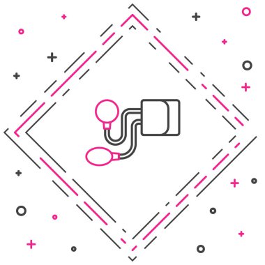 Beyaz arkaplanda çizgi tansiyon ikonu izole edildi. Renkli taslak konsepti. Vektör.