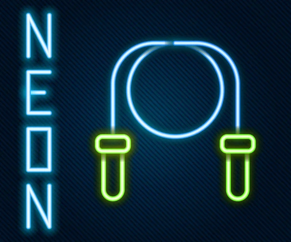 Žhnoucí Neonová Čára Ikona Skákacího Lana Izolovaná Černém Pozadí Přeskakovací — Stockový vektor