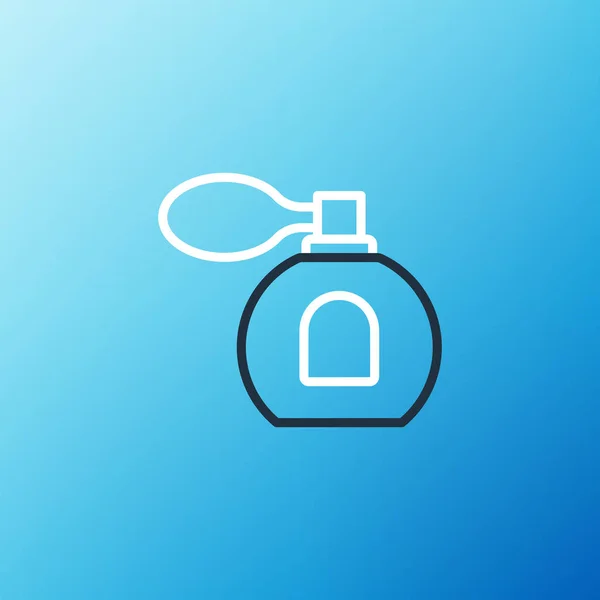 Línea Icono Perfume Aislado Sobre Fondo Azul Concepto Esquema Colorido — Vector de stock