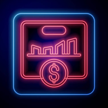 Parlayan neon KPI - Anahtar performans göstergesi simgesi siyah arkaplanda izole edildi. Vektör.