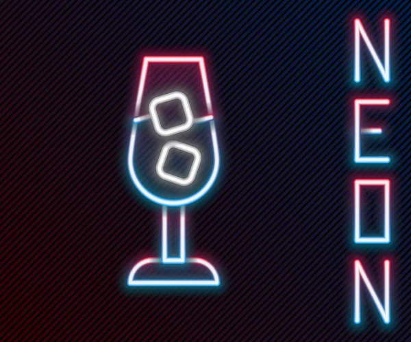 Leuchtende Neon Linie Weinglas Symbol Isoliert Auf Schwarzem Hintergrund Weinglasschild — Stockvektor