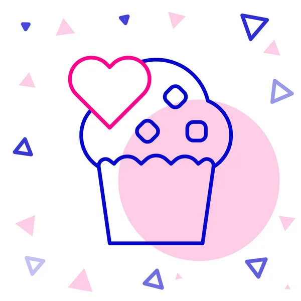 Line Wedding Cake Heart Icon Isolated White Background Happy Valentines — Stock Vector