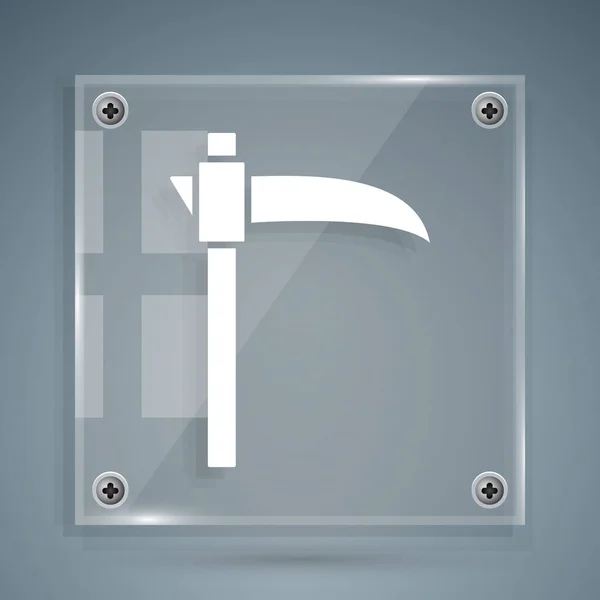 White Scythe Icon Isolated Grey Background Happy Halloween Party Square — 图库矢量图片