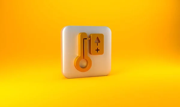 Ikona Zlatého Saunového Teploměru Izolovaná Žlutém Pozadí Sauna Koupelové Vybavení — Stock fotografie