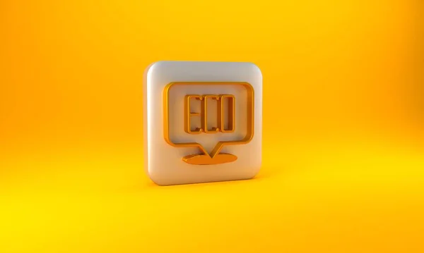 Icône Symbole Gold Leaf Eco Isolée Sur Fond Jaune Bannière — Photo